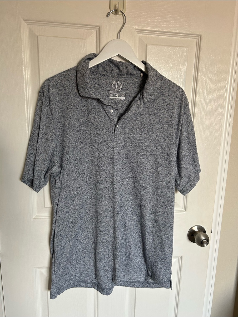 Men's Performance Heather Gray Polo – Casual Stretch Short Sleeve